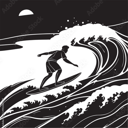 silhouette of a man with a surfboard