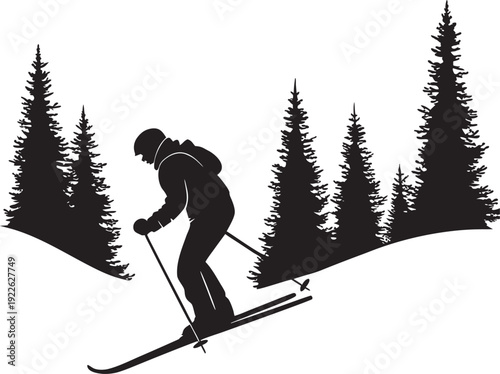 skiing in the mountains