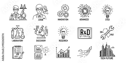 Scientist Researching Advanced Technology Silhouette