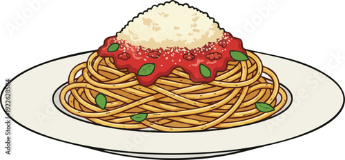 delicious and tasty spaghetti with toppings on top