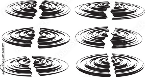 Ripples on Water Surface in Black and White Illustration