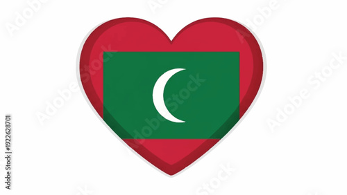 Heart-Shaped Representation of the Maldives Flag Highlighting Crescent Symbol, Culture, and Patriotism.