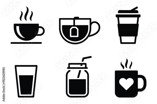 Wallpaper Mural Drink Icons - Coffee, Tea, Juice, Glass Torontodigital.ca