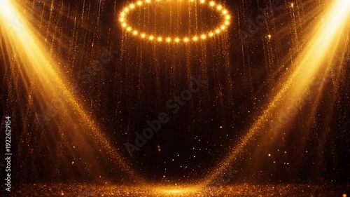 Golden particles shine in the background of the Oscars