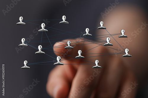 Billede på lærred Abstract conceptual image of a human network, connections and communication repr