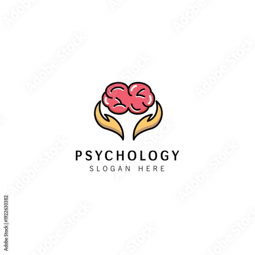Hand drawn line art style logo design for brain care. psychology logo concept great for use brand