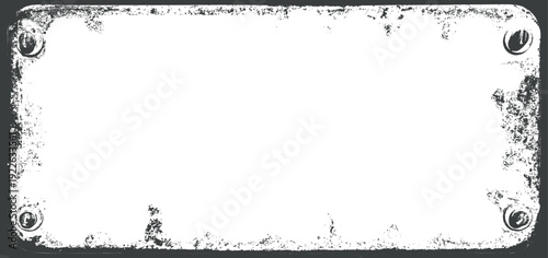 A vector background or frame in a grunge, urban, or steampunk style featuring an iron or copper sign bolted to a wall. Suitable for computer games, street art posters, and banners.