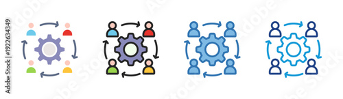 Teamwork icon set multiple style collection