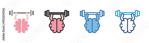 Brain Training icon set multiple style collection