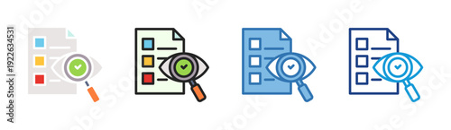 List Review icon set multiple style collection