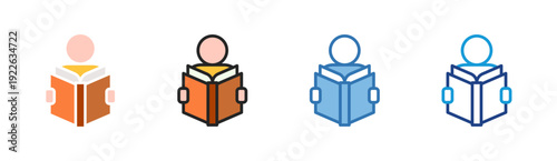 Learning Process icon set multiple style collection