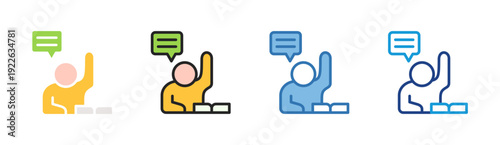Classroom Discussion icon set multiple style collection