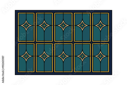 set of decorative islamic geometric window panes
