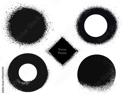 エッジの効いたグランジ感のある黒いペンキのスプラッシュと円形のアイコン用フレーム