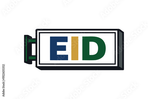 eid signage with bold letters and islamic elements
