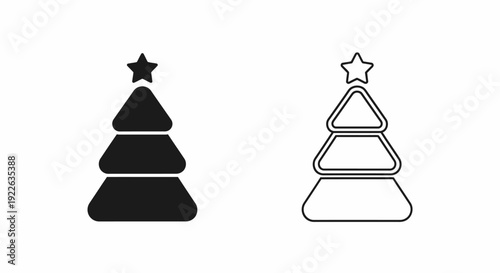 Minimalist christmas tree design with star on top - vector illustration Vector