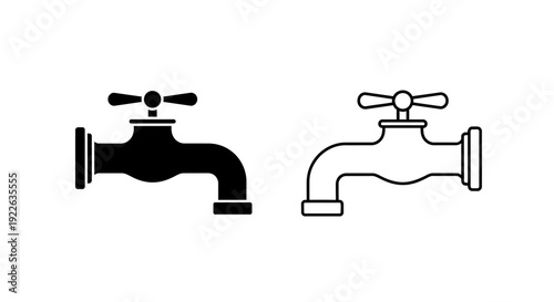 Water tap icon, faucet symbol, plumbing icon, bathroom fixture, kitchen accessory Vector