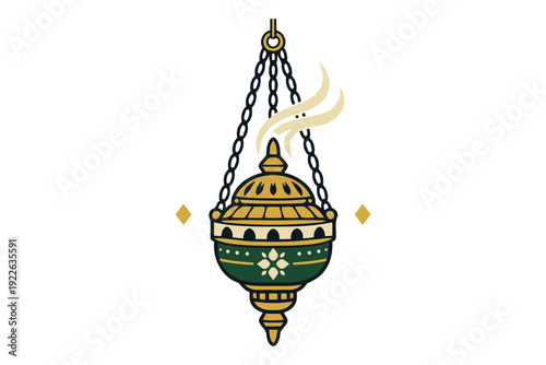 islamic incense burner hanging censer vector