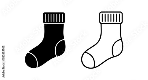 Black and white sock design illustration vector Vector