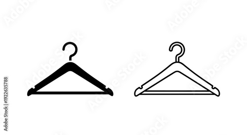 Black and white wire hanger icons set for fashion and clothing design Vector