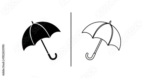 Black and white umbrella icon set for design and web use Vector