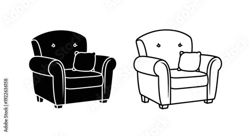 Vintage leather armchair, retro sofa, classic furniture, elegant living room Vector