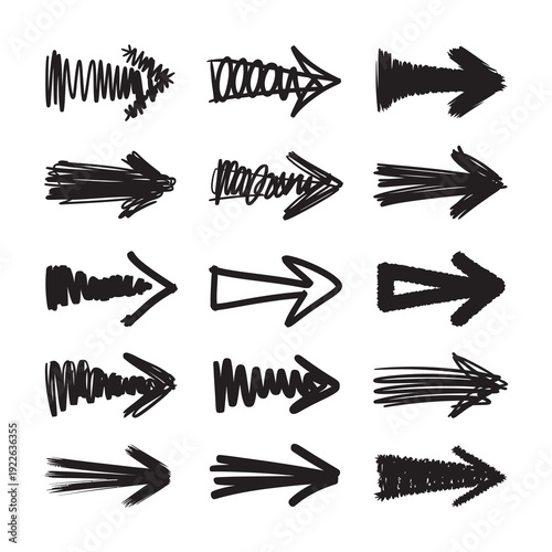 Abstract hand drawn arrows collection vector art