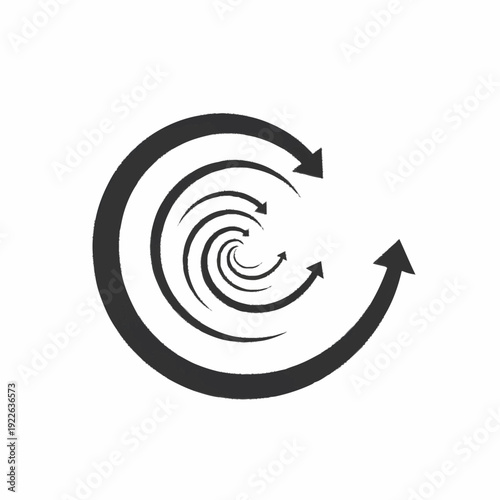 Circular Arrows Vortex Symbolizing Continuous Motion and Dynamic Flow.
