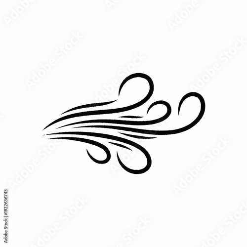 Stylized black wind swirl icon representing air movement.