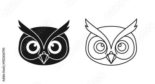 Minimalist owl designs: black and white vector art, simple and modern Vector