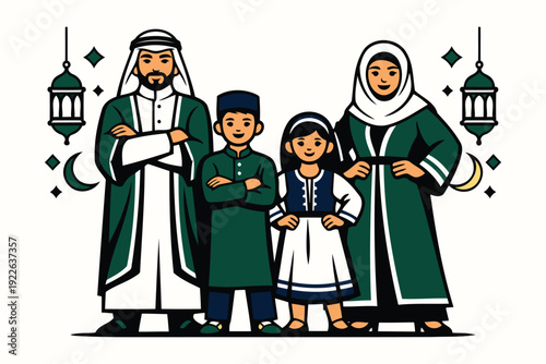 elegant muslim family posed