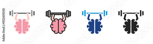 Brain Training icon set multiple style collection