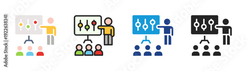 Class Training icon set multiple style collection