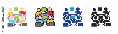 Team Discussion icon set multiple style collection