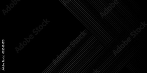 black background with shiny diagonal dynamic lines wallpaper. Black and white abstract tech geometric linear background. Modern vector eps10
