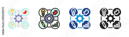 Creative Strategy icon set multiple style collection