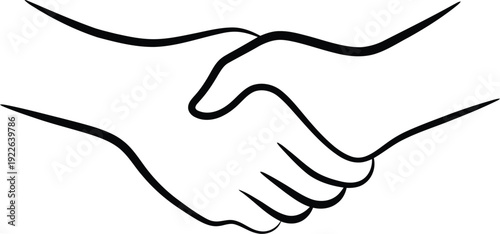 Flowing River Lines Handshake Line Art – Minimal Trust Partnership Vector Outline Variable Stroke Black on White
