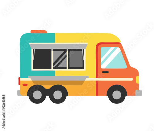 colorful food truck vector illustration for street food business