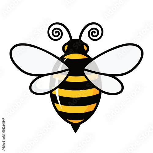 Minimalist Honey Bee Icon - Clean Modern Vector Character. A clean and simple honey bee illustration focusing on geometric shapes and soft colors.