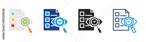 List Review icon set multiple style collection