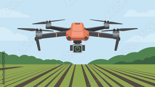 Drone Flying Over Agricultural Field.