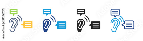 Active Listening icon set multiple style collection