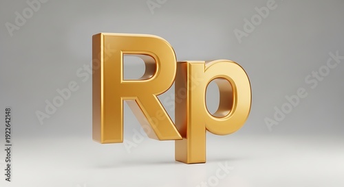 3D Indonesian Rupiah currency icon with gold metallic material on clean background. Premium finance app symbol for banking, fintech platforms, investment dashboards, and digital payment UI design.