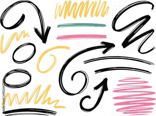 Vector illustration set of abstract sea themed symbols and icons