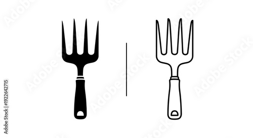 Two forks with different handles on white background, simple and clean design Vector