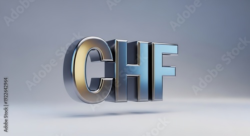 3D Swiss Franc currency icon with luxury chrome material on clean minimal background. Premium fintech symbol ideal for banking apps, investment platforms, and modern financial UI design.