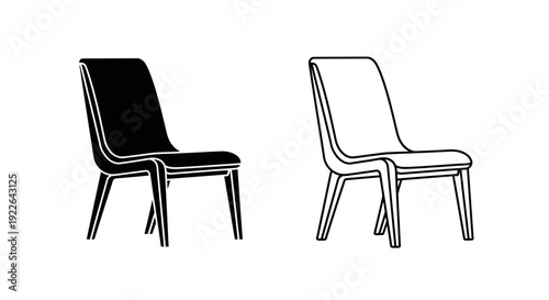 Modern chair designs with minimalist style for contemporary interiors and offices Vector