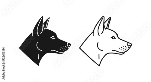Black and white dog silhouette vector art, minimalist pet illustration, canine profile Vector