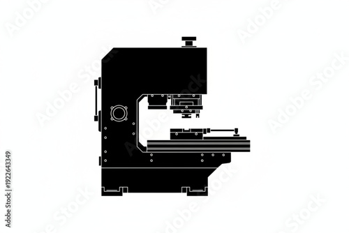 Industrial Machinery in Silhouette: A robust industrial machine stands as a symbol of manufacturing prowess, captured in bold silhouette