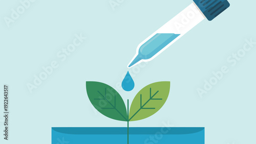 Pipette Dropping Water on Green Seedling.